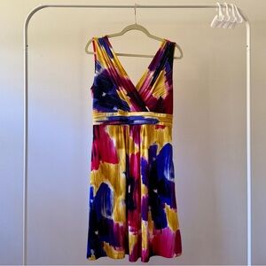 Antonio Melani Abstract Watercolor Floral Print Dress